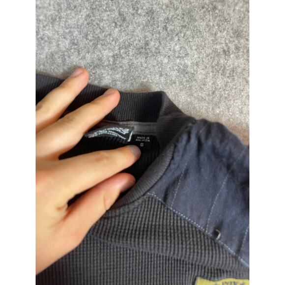 Fox Racing Long Sleeve Thermal Shirt Mens S Black Waffle Knit Patched Logo Y2K - Picture 4 of 6